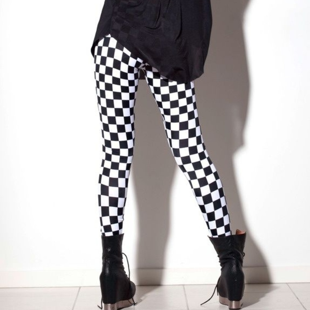 Blackmilk Checkered Black and White Leggings